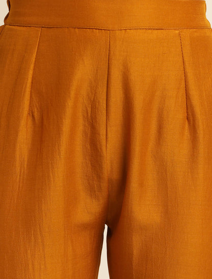 Style With Mustard Yellow Embroidered Chinon Western Women Co-ord Sets