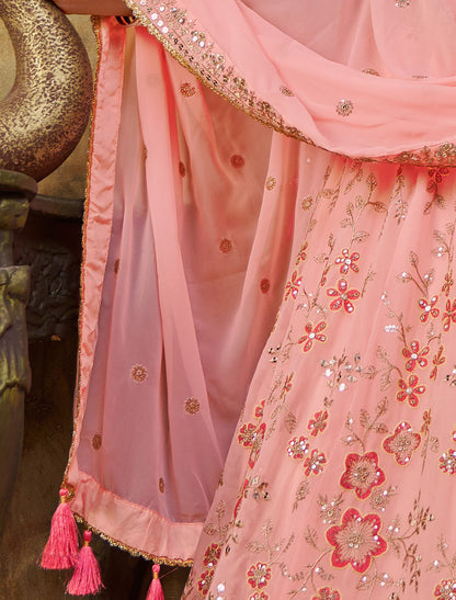 Elevate Pink Premium Net Ethnic Party Wear Lehenga Choli