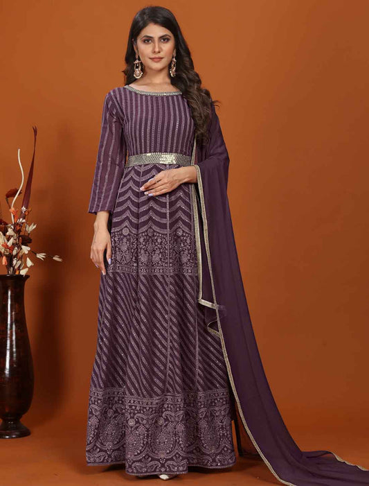 Crafted Heavy Embroidery and Premium Fox Party Ethnic Gown Sets