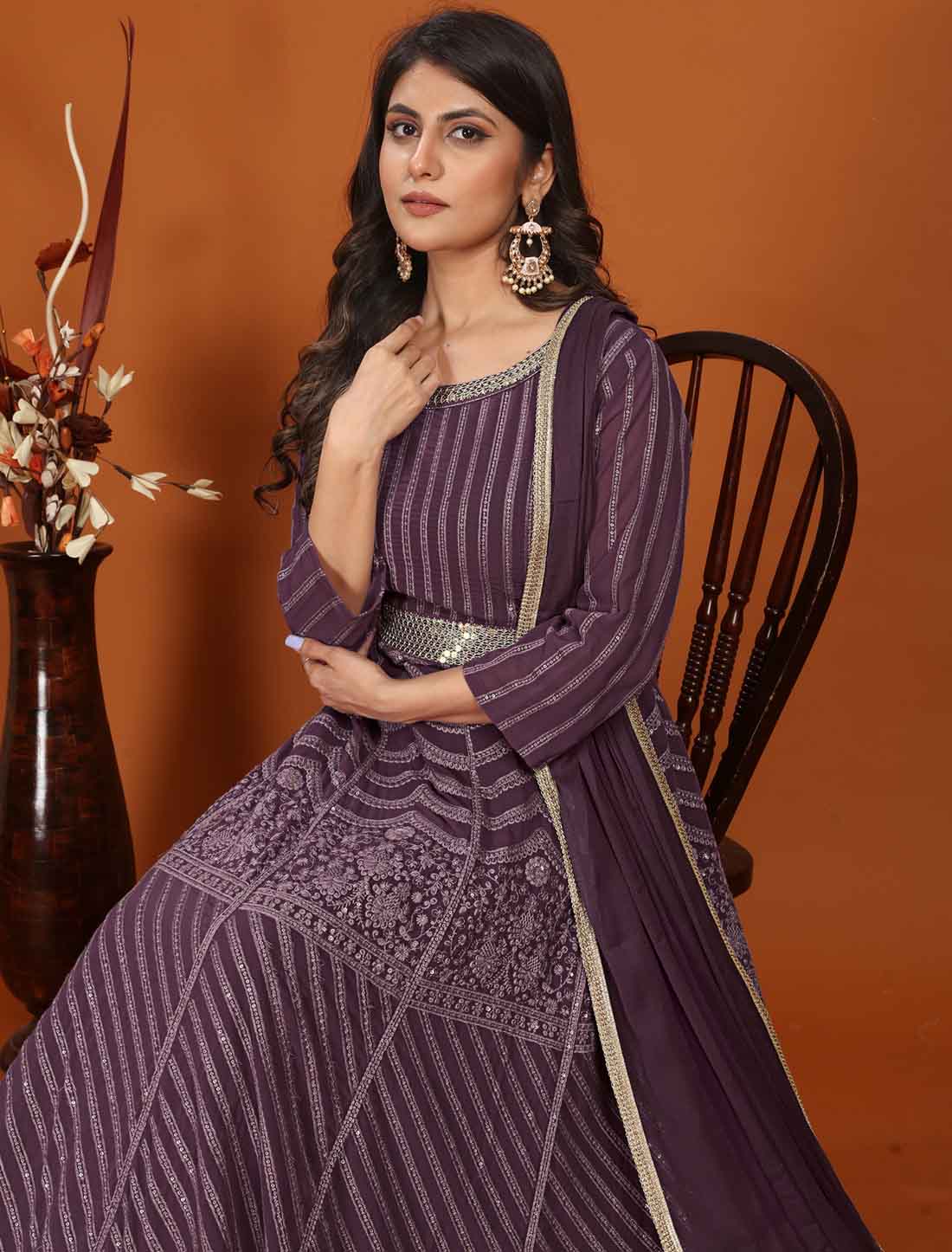 Crafted Heavy Embroidery and Premium Fox Party Ethnic Gown Sets