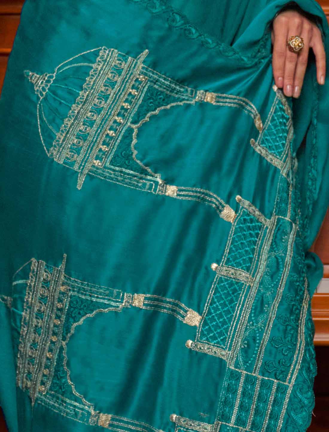 Soft Chiffon Blue Multi Thread Embroidery Ethnic Saree