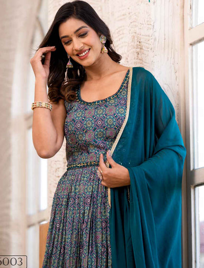 Elegance Soft Dolla Designer Mirror Work Gown With Dupatta
