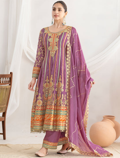 Light Pink Satin With Dabka Dori Resham Mirror Handwork Work Kurta Sets