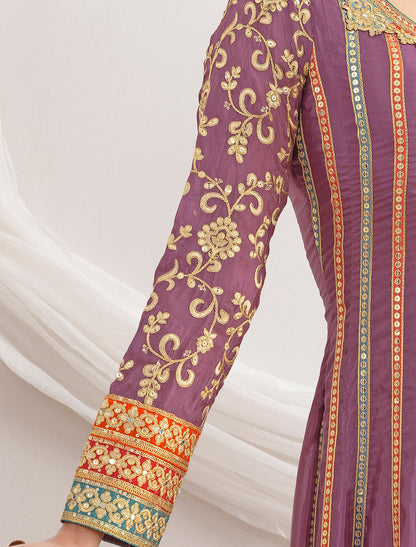 Light Pink Satin With Dabka Dori Resham Mirror Handwork Work Kurta Sets