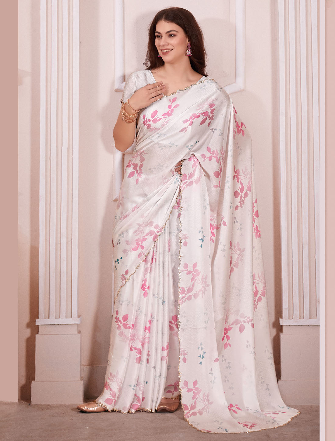 Exquisite Satin Georgette Saree with Heavy Handwork - Traditional Elegance