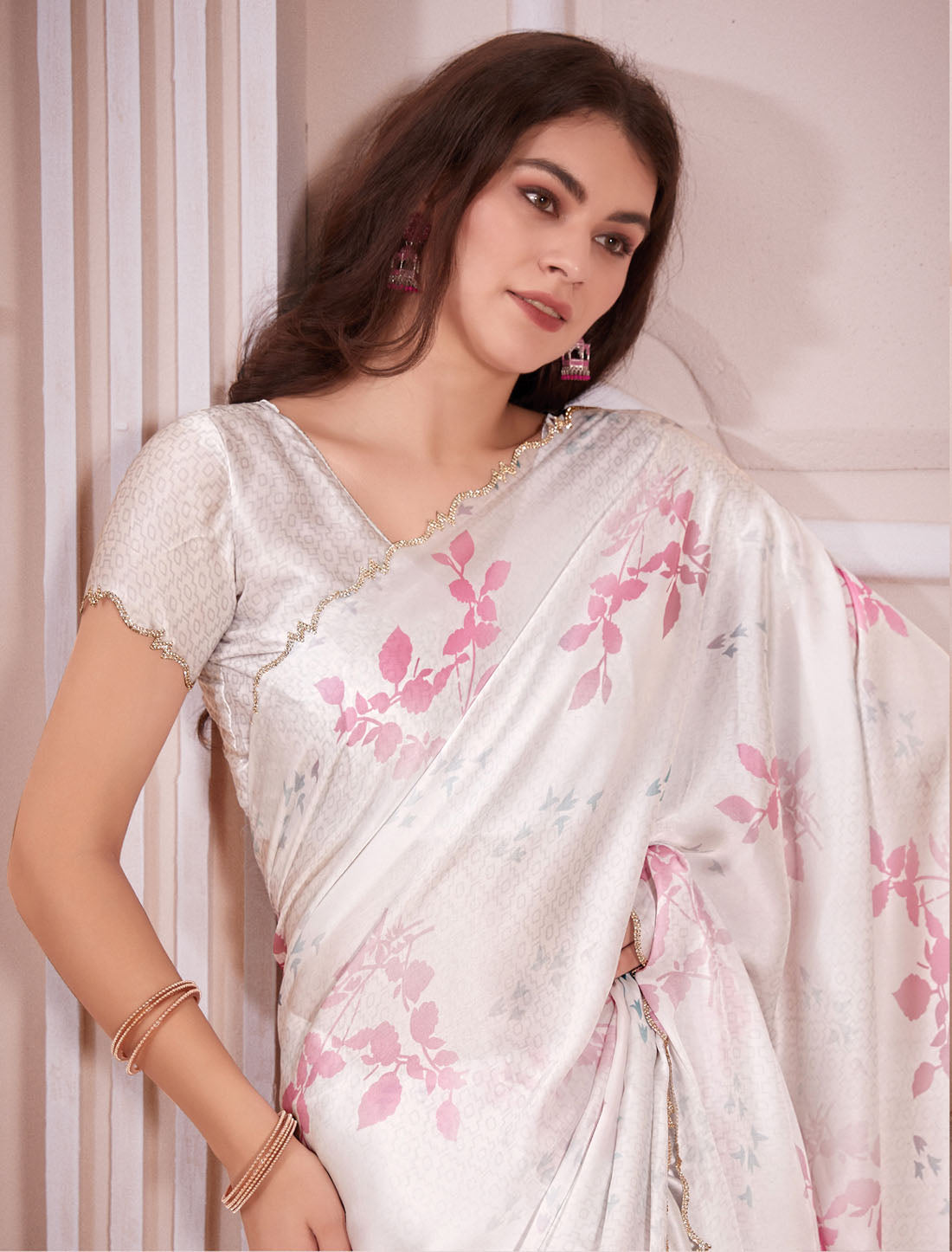 Exquisite Satin Georgette Saree with Heavy Handwork - Traditional Elegance