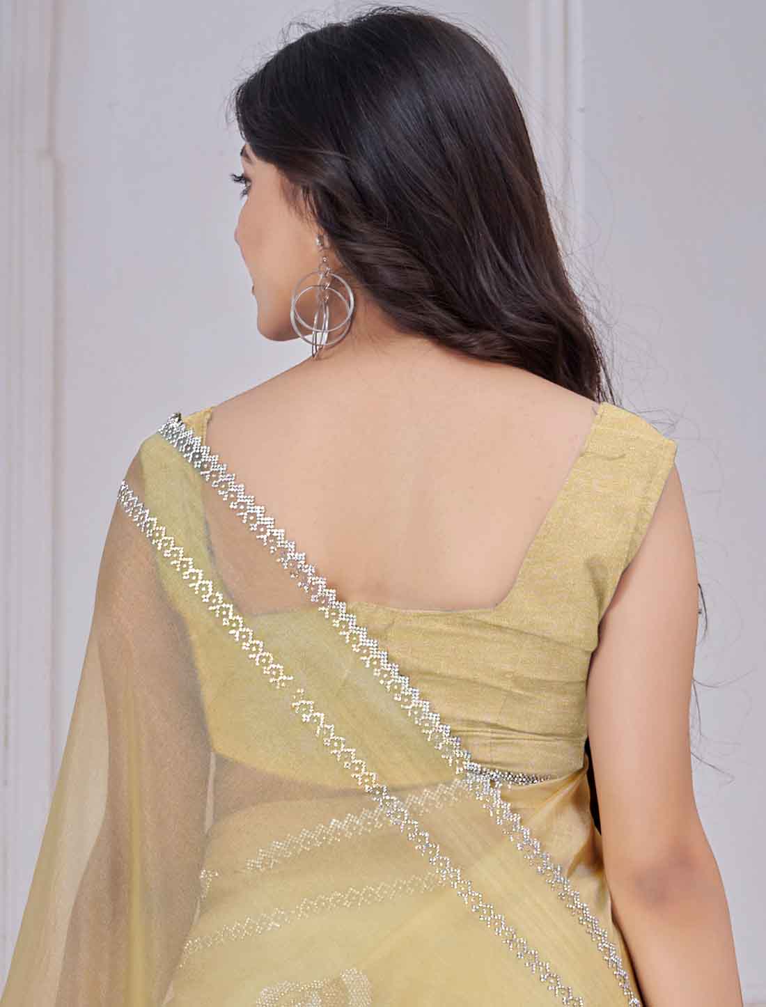 Light Yellow Ethnic Supreme Organza Party Wear Saree