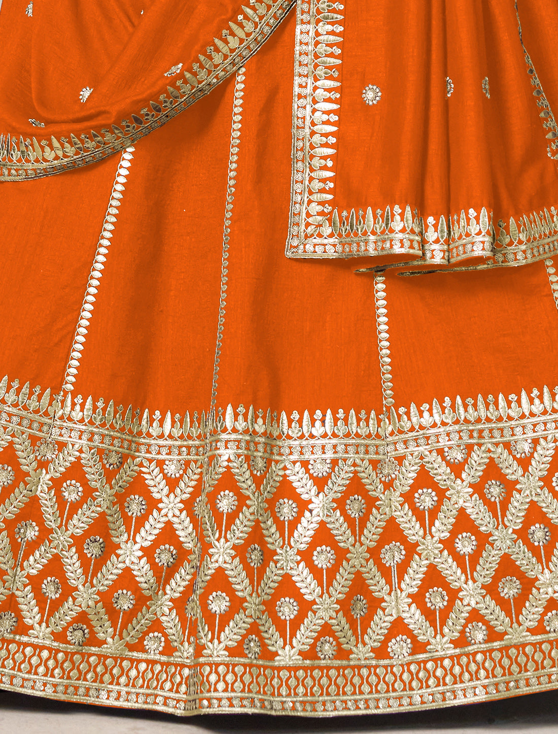 Orange Ethnic Wedding Art Silk Lehenga Choli