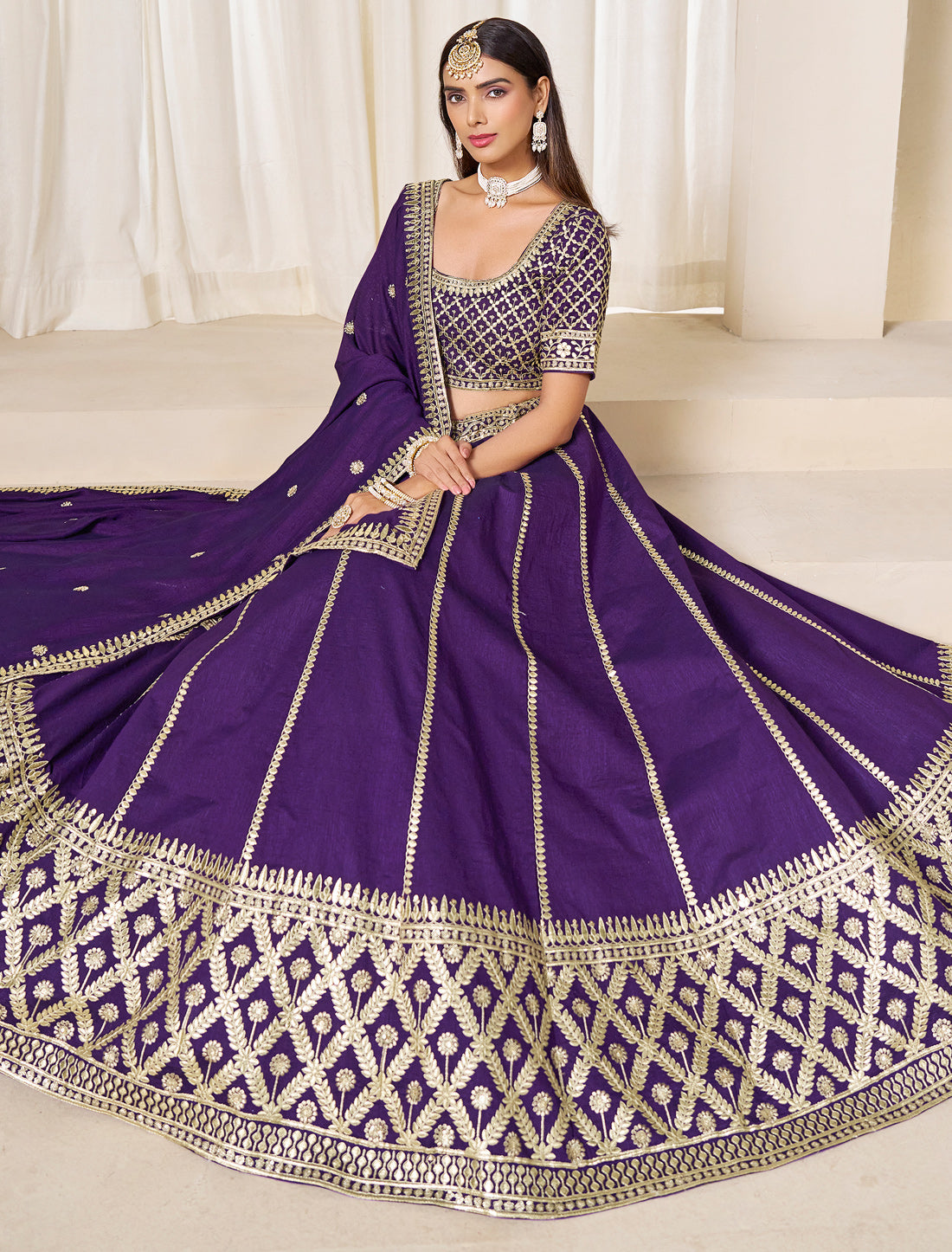 Purple Ethnic Wedding Art Silk Lehenga Choli