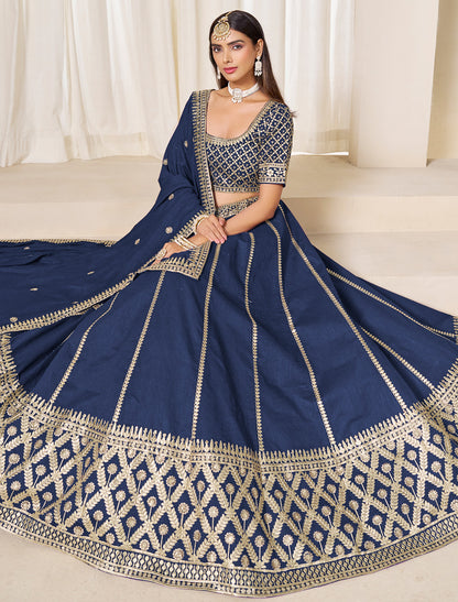 Blue Wedding Ethnic Art Silk Lehenga Choli