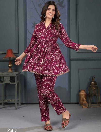 Floral Print Premium Rayon Export Quality Ethnic Co-ord Sets