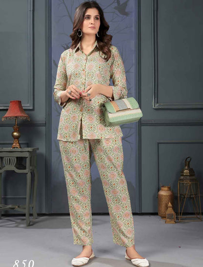 Premium Rayon Export Quality Ethnic Floral Print Co-ord Sets