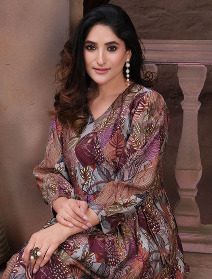 Export Quality Chanderi Premium Print Co-ord Set For Women
