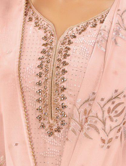 Crafted Georgette Fabric With Thread And Sequins Designer Kurti Sets