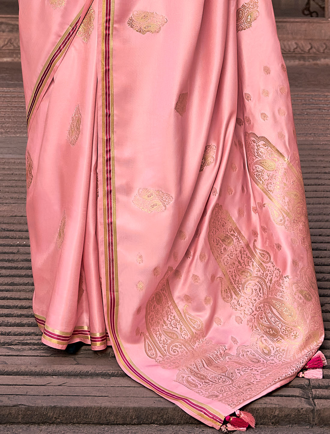 Enchanting Elegance: Pure Satin With Zari Weaving & Contrast Saree Collection