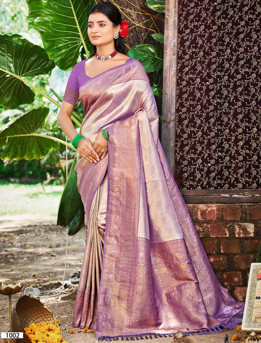 Ethnic Kanjivaram Silk Un-Stitched Designer Woven Saree