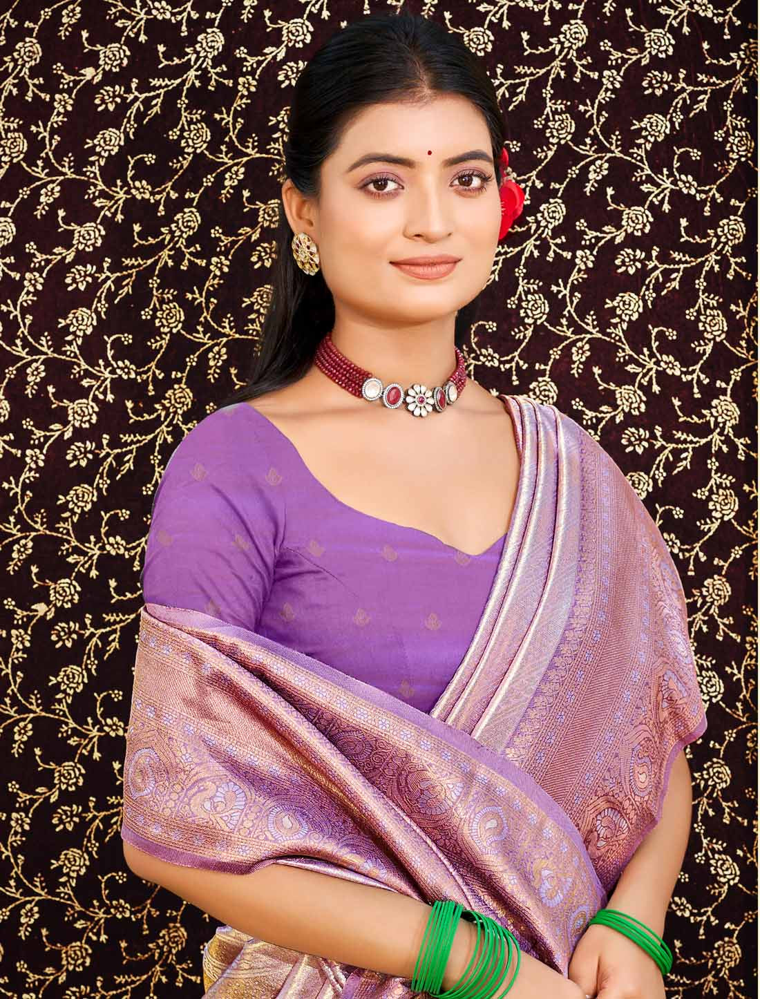 Ethnic Kanjivaram Silk Un-Stitched Designer Woven Saree