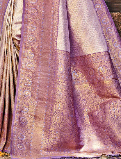 Ethnic Kanjivaram Silk Un-Stitched Designer Woven Saree