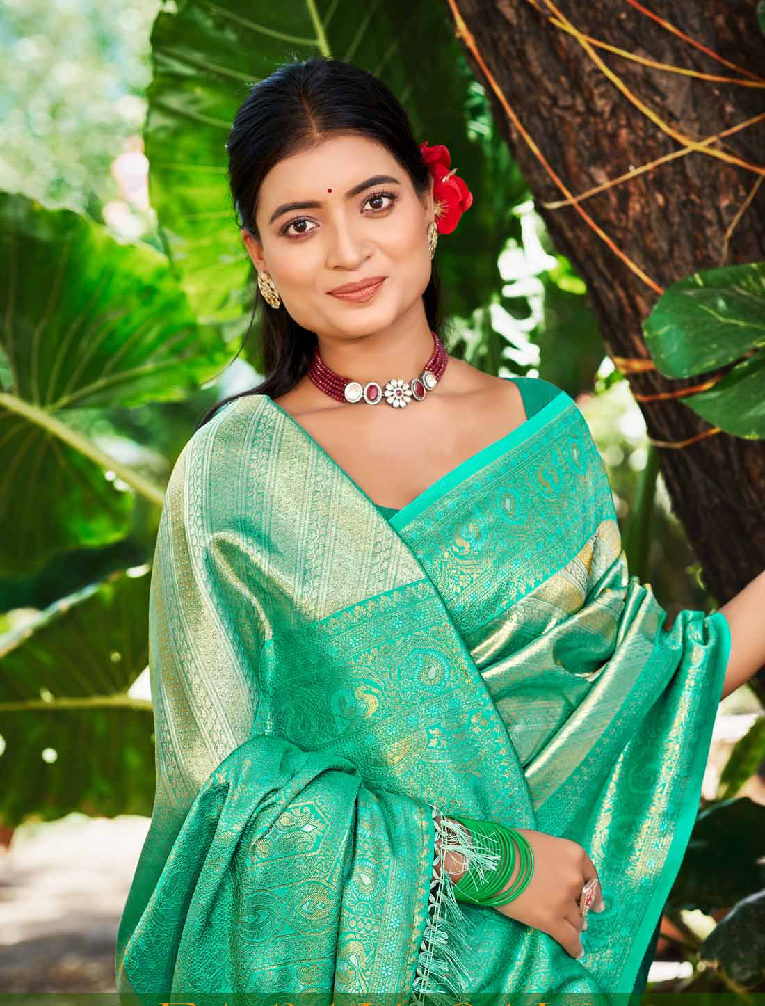 Kanjivaram Silk Un-Stitched Designer Woven Ethnic Saree For Women