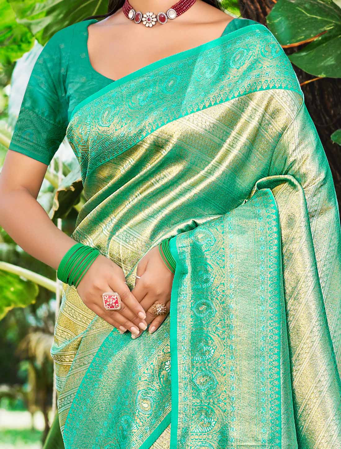 Kanjivaram Silk Un-Stitched Designer Woven Ethnic Saree For Women