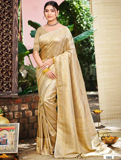 Kanjivaram Silk Ethnic Un-Stitched Designer Woven Saree For Women