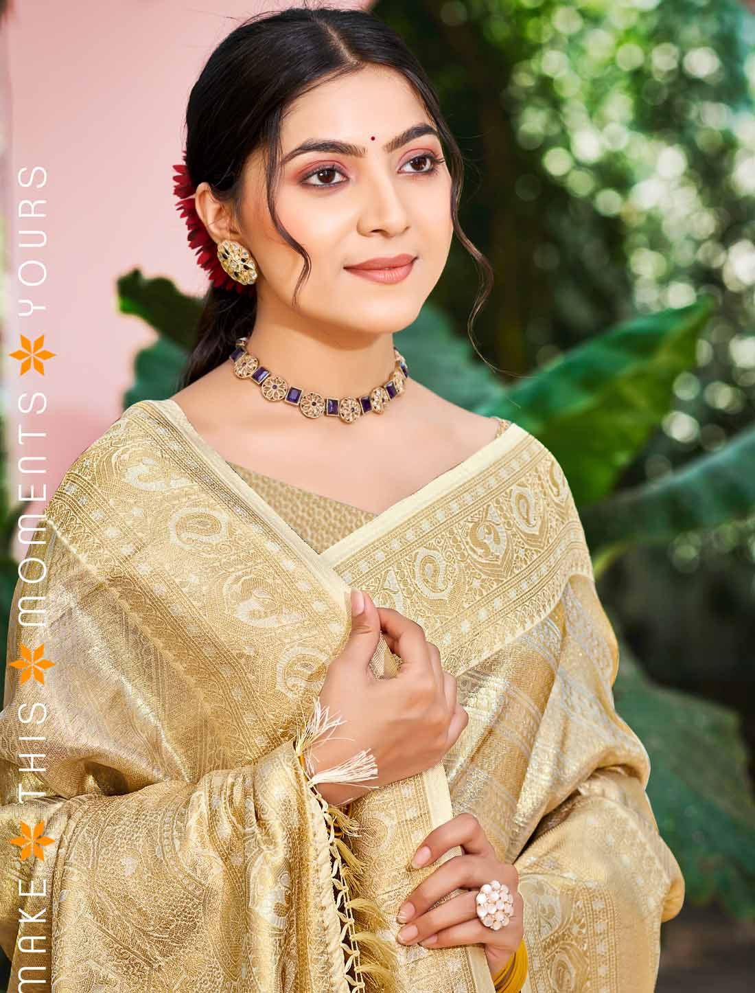 Kanjivaram Silk Ethnic Un-Stitched Designer Woven Saree For Women