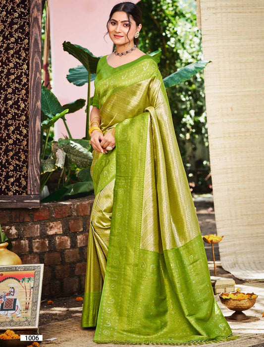 Kanjivaram Silk Un-Stitched Ethnic Designer Woven Saree For Women