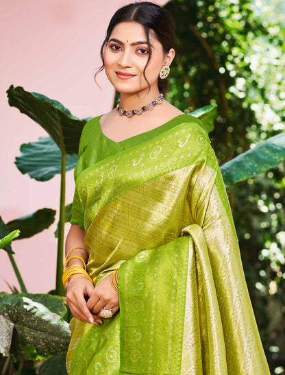 Kanjivaram Silk Un-Stitched Ethnic Designer Woven Saree For Women