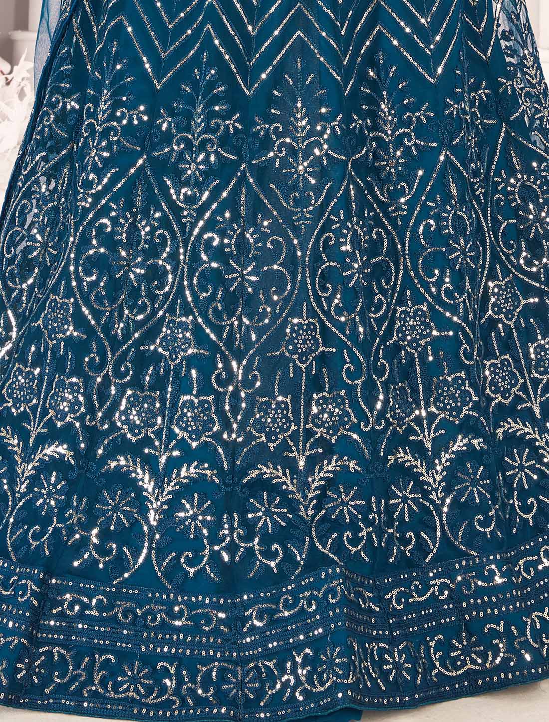 Navy Blue Net With Micro Inner Embroidered Ethnic Lehenga Choli