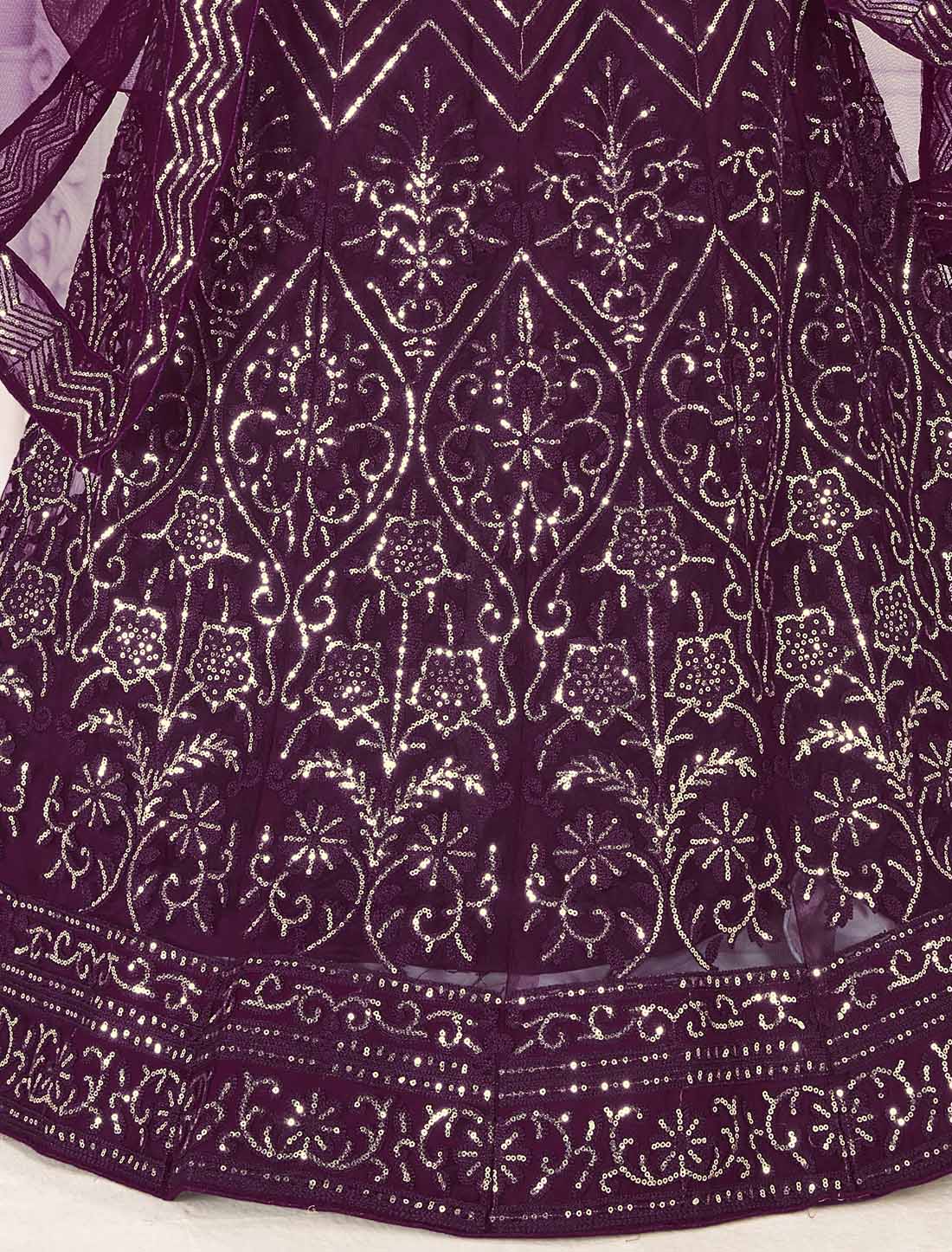 Violet Micro Inner With Net Embroidered Ethnic Lehenga Choli