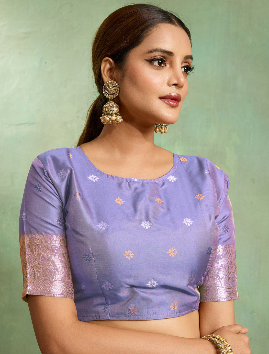 Ethnic Lavender Banarasi Party Wear Silk Meenakari Saree