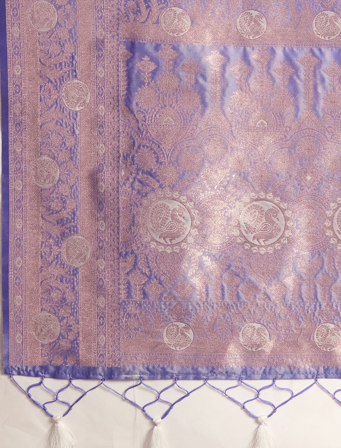 Ethnic Lavender Banarasi Party Wear Silk Meenakari Saree