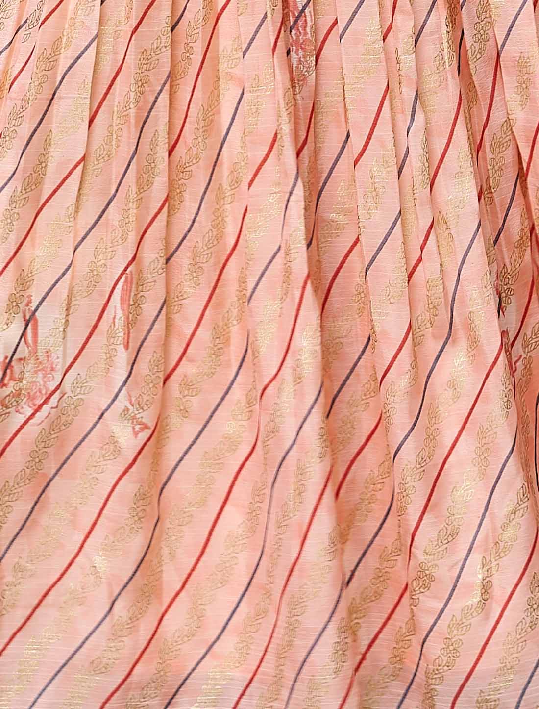 Ethnic Peach Chinon With Crepe Inner Balloon Sleeves Long Gown