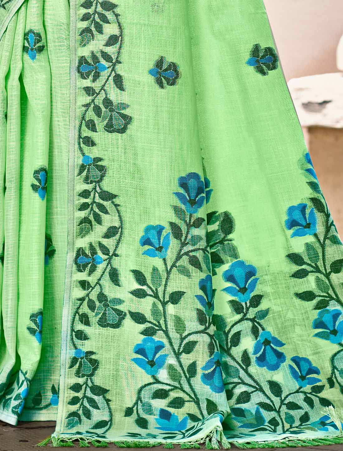 Woven Linen Ethnic Un-Stitched Party Wear Woven Saree For Women