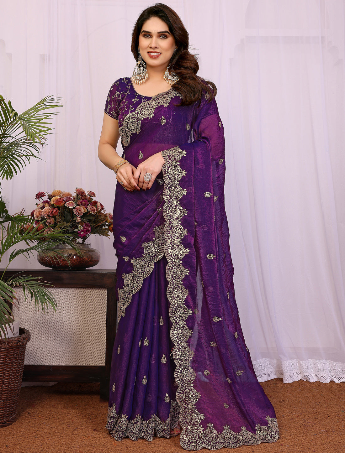 Jhamuni Pure Chiffon With Sequince Work Graceful Ethnic Saree