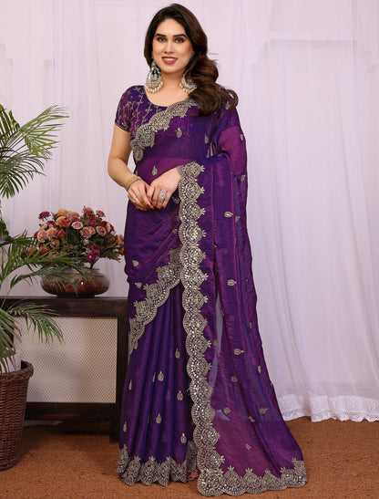 Jhamuni Pure Chiffon With Sequince Work Graceful Ethnic Saree