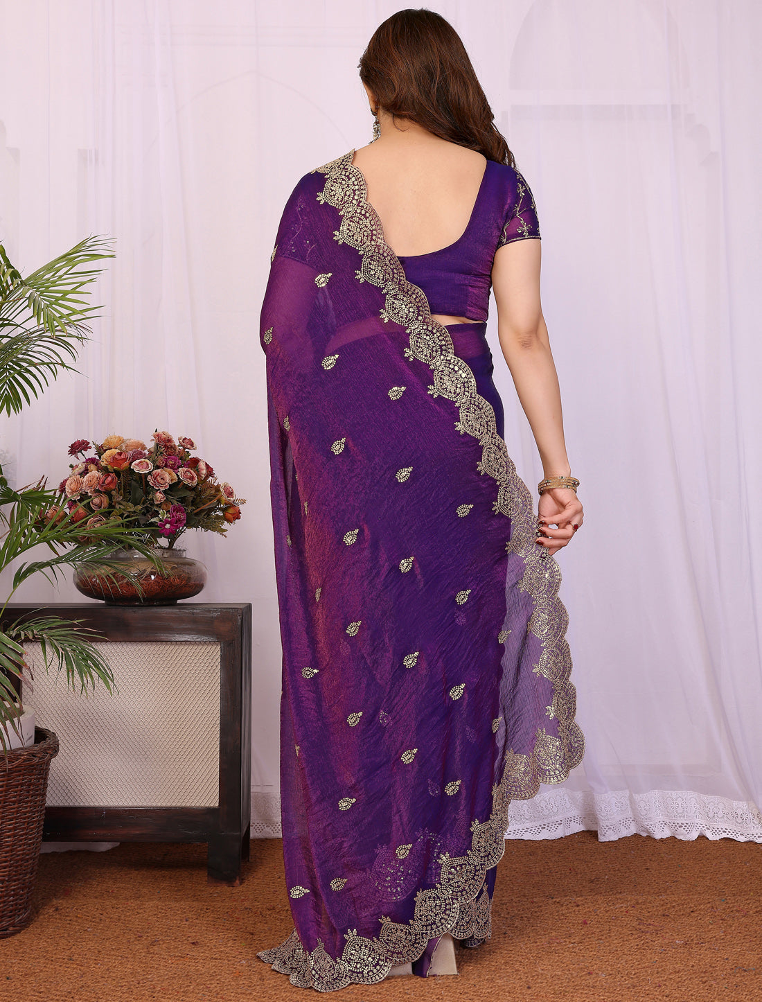 Jhamuni Pure Chiffon With Sequince Work Graceful Ethnic Saree