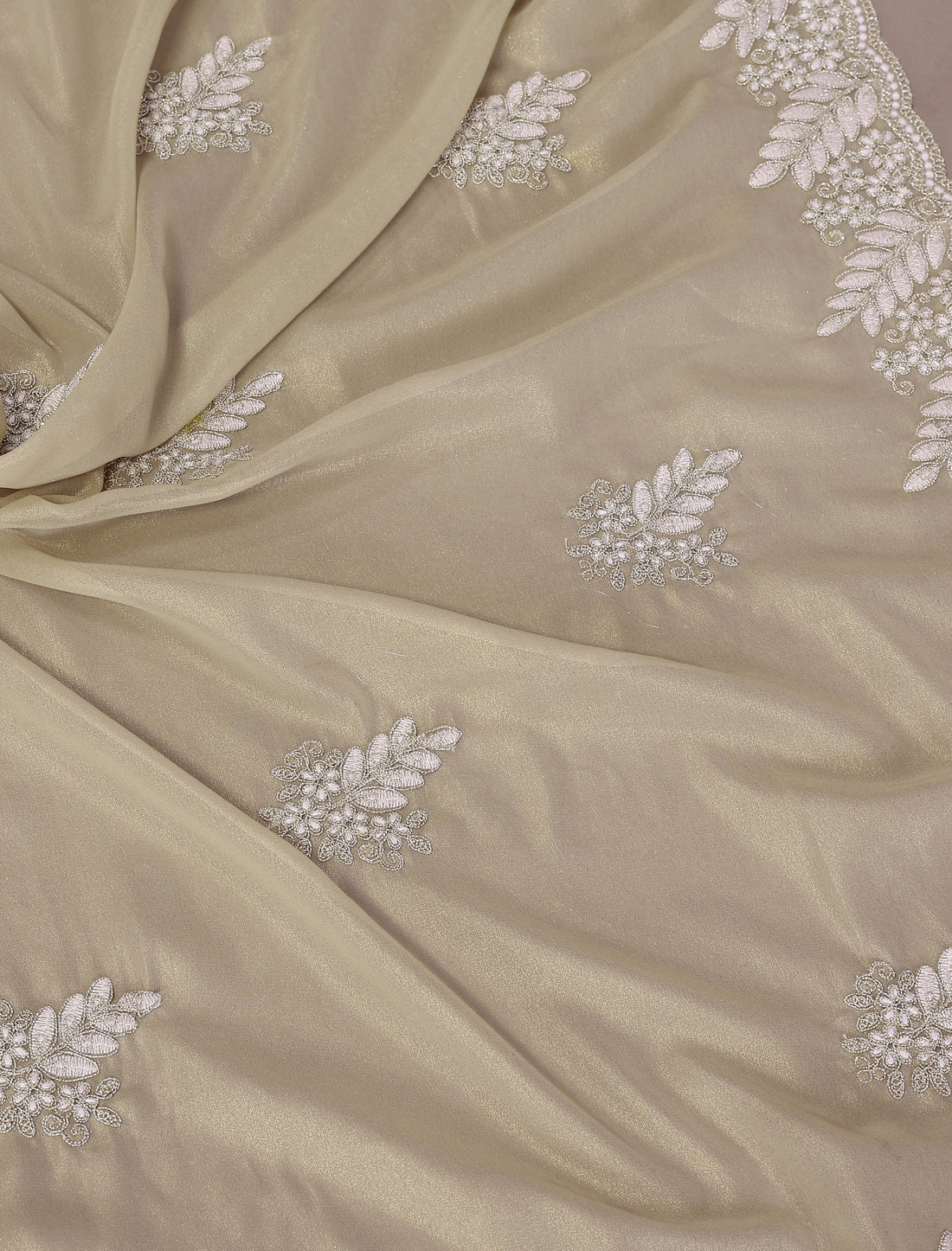 Pista Pure Cotting Jorgut With Embrodery Resham Work Ethnic Saree