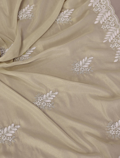 Pista Pure Cotting Jorgut With Embrodery Resham Work Ethnic Saree