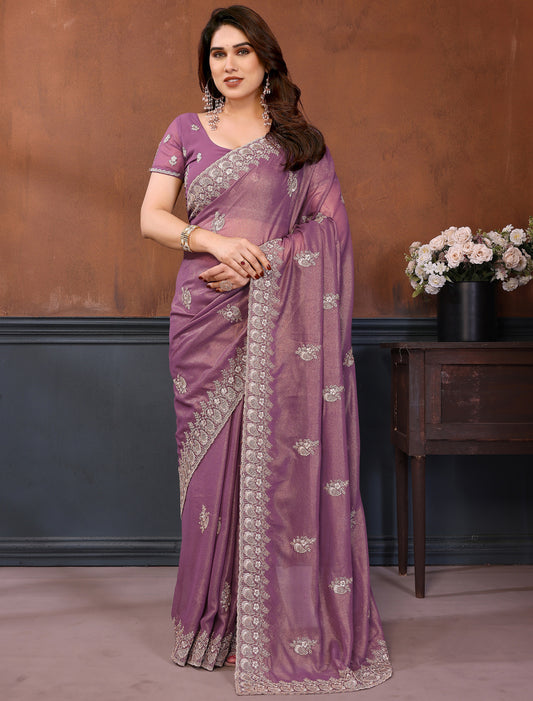 Onion Pink Pure Cotting Jorgut With Embrodery Codding Work Ethnic Saree