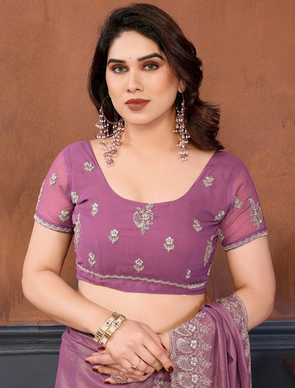 Onion Pink Pure Cotting Jorgut With Embrodery Codding Work Ethnic Saree