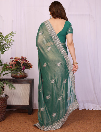 Dusty Ruma Pure Cotting Jorgut With Embrodery Codding Work Ethnic Saree