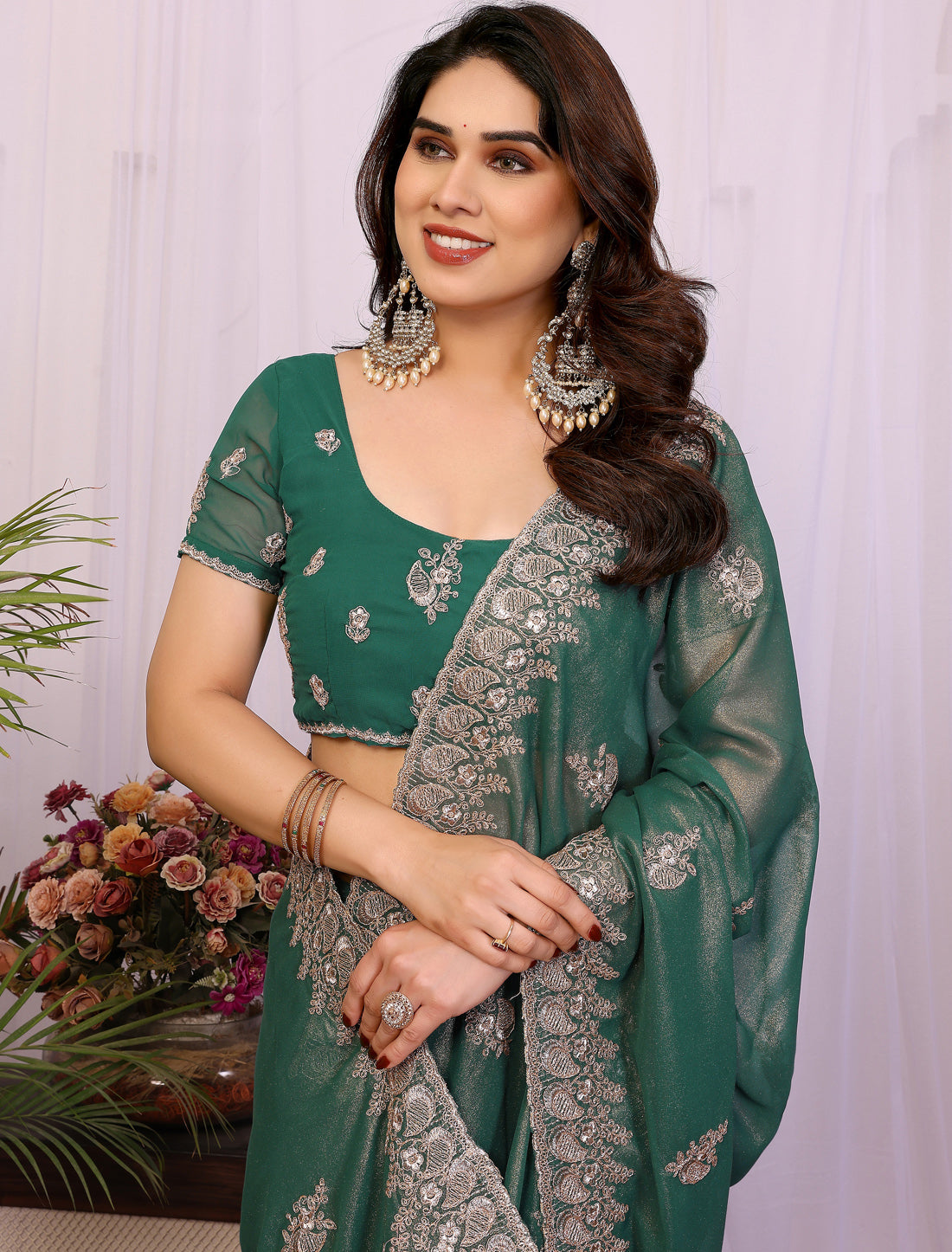 Dusty Ruma Pure Cotting Jorgut With Embrodery Codding Work Ethnic Saree