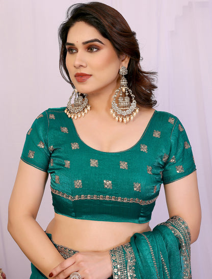 Rama Pure Chiffon With Pure Seqvense Work Ethnic Saree