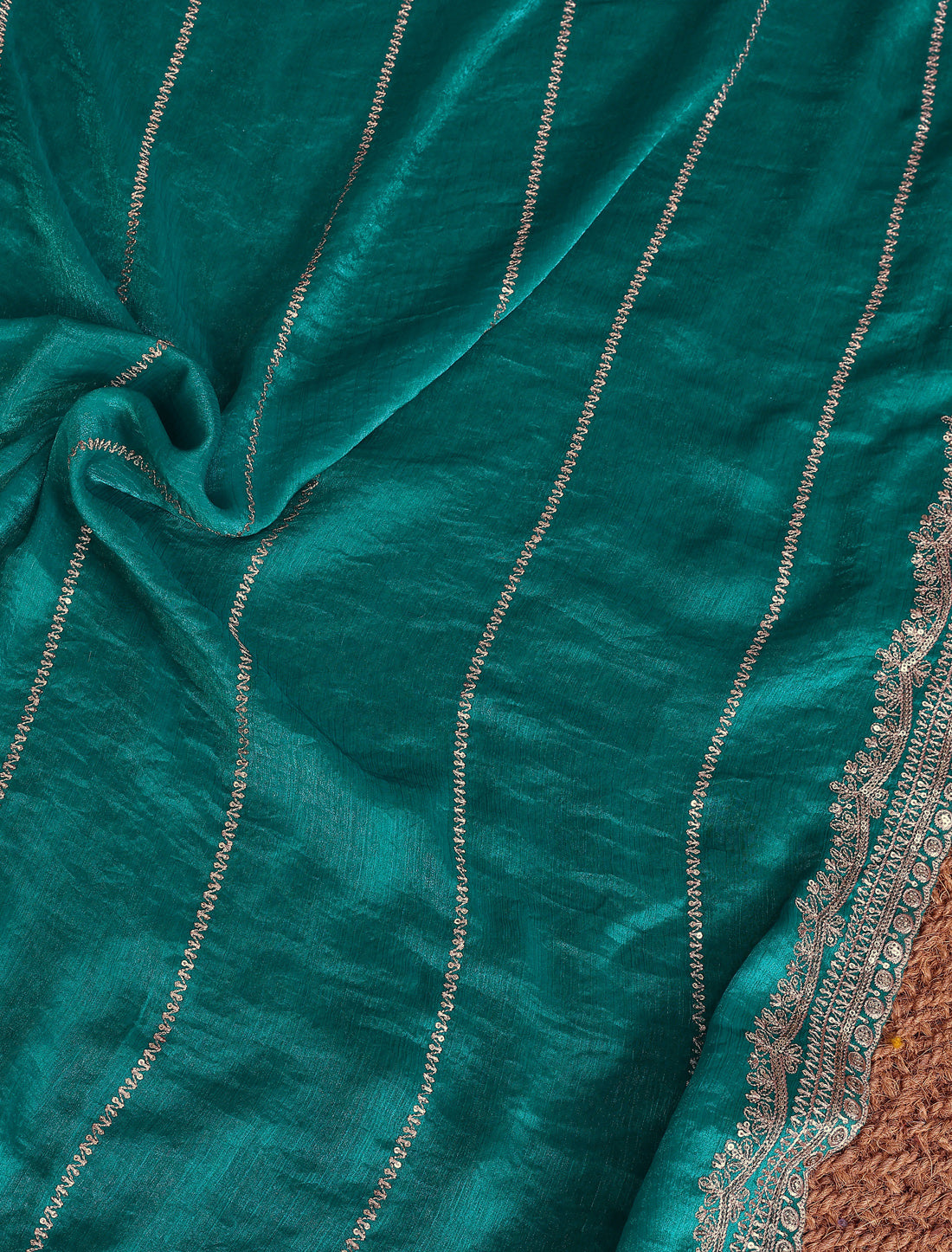 Rama Pure Chiffon With Pure Seqvense Work Ethnic Saree