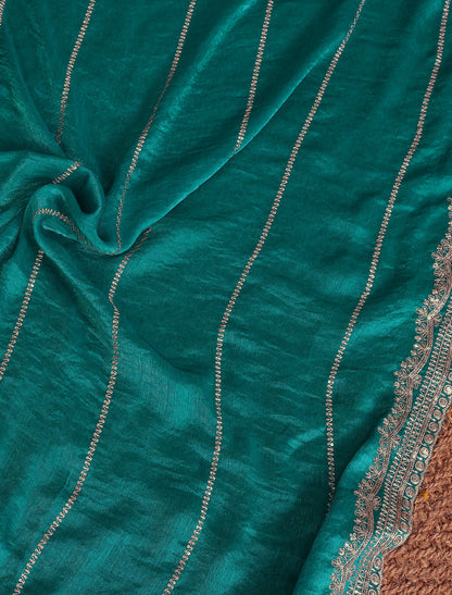 Rama Pure Chiffon With Pure Seqvense Work Ethnic Saree