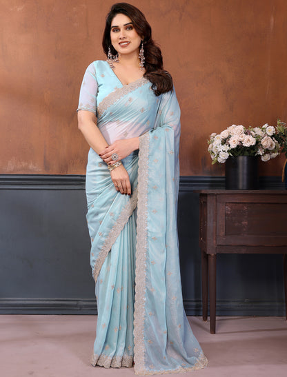 Ethnic Firoj Pure Cotting Georgette With Cotting Work Ethnic Saree