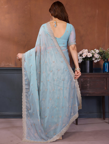 Ethnic Firoj Pure Cotting Georgette With Cotting Work Ethnic Saree
