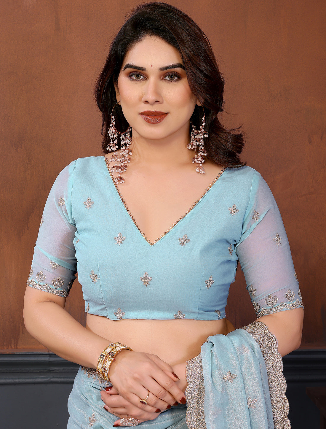 Ethnic Firoj Pure Cotting Georgette With Cotting Work Ethnic Saree
