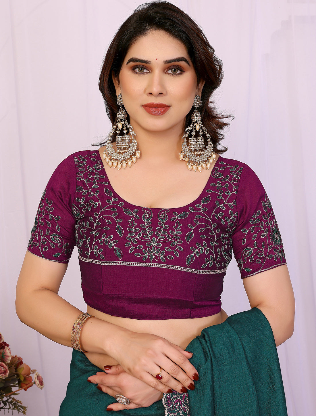 Rama Pure Vichitra Silk With Multi Embrodery Work Ethnic Saree